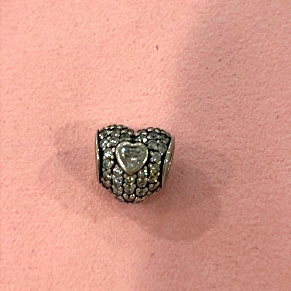 Pandora In My Heart Clear Pave Lights CZ Sterling Silver Charm. #791168CZ